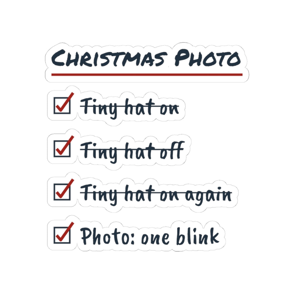 Funny Baby's First Christmas Sticker Tiny Hat On Again Checklist
