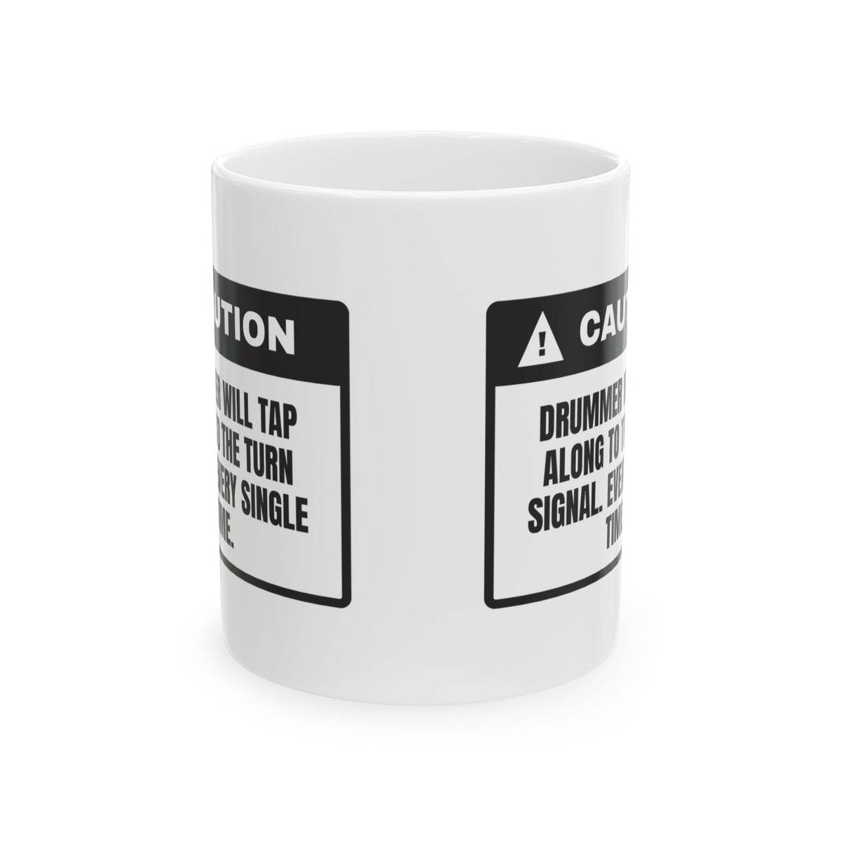 Funny Drummer Coffee Mug Taps Along To The Turn Signal