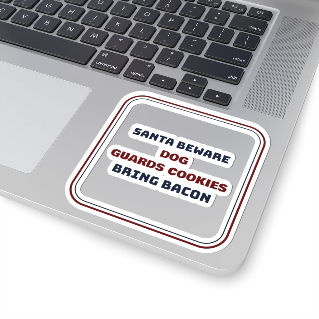 Funny Christmas Sticker Santa Beware Bring Bacon For Dog Owners