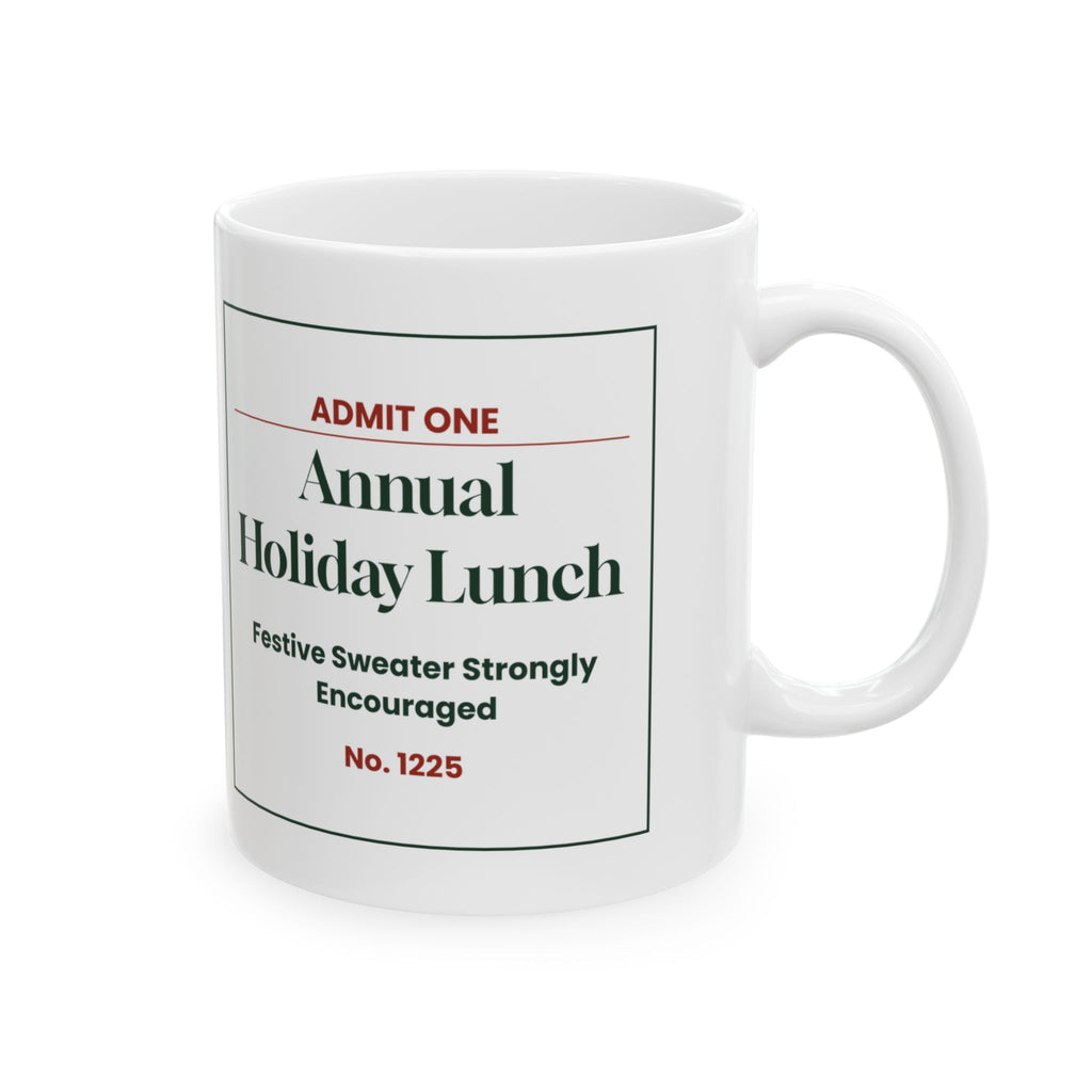 Funny Office Christmas Coffee Mug Annual Holiday Lunch Ticket