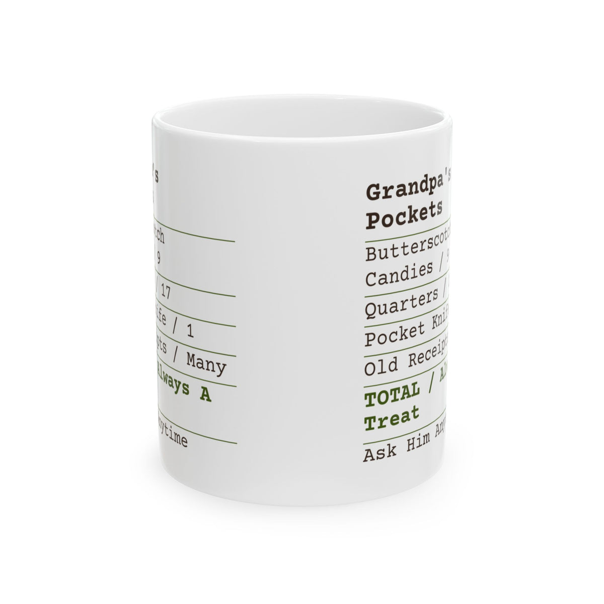 Father's Day Coffee Mug Grandpa's Pockets Receipt Butterscotch