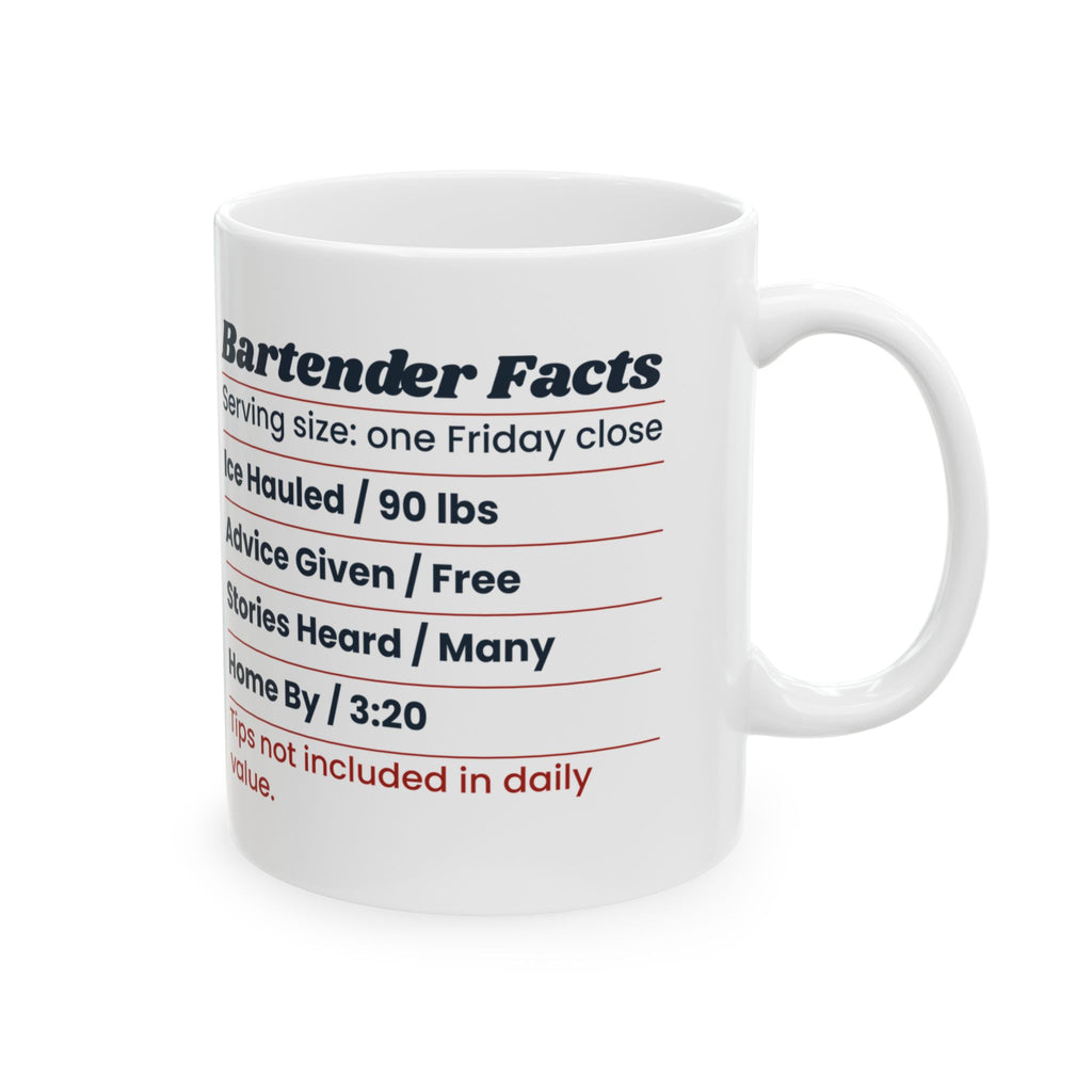 Funny Bartender Coffee Mug Bartender Facts Nutrition Label