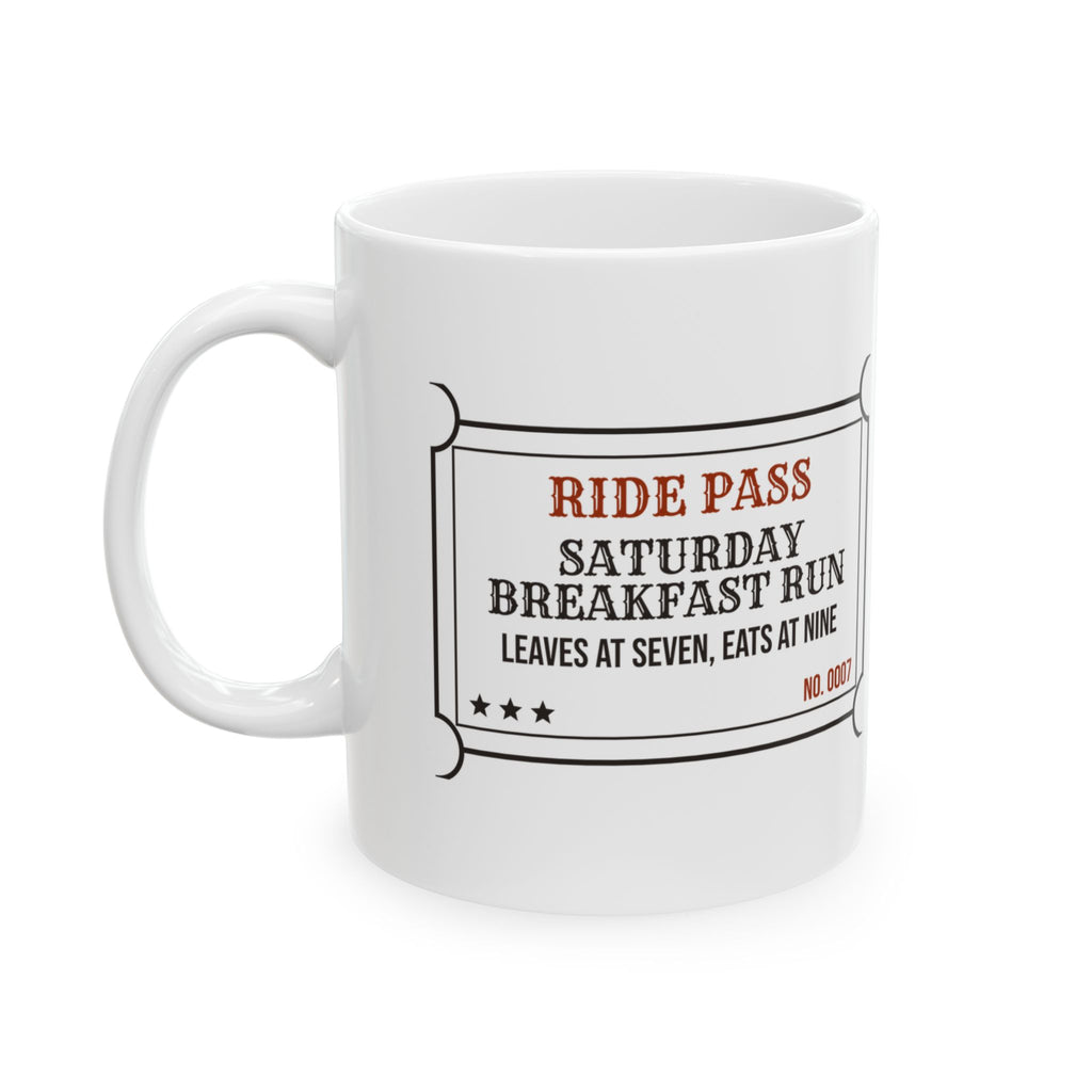 Motorcycle Mug Saturday Breakfast Run Ride Pass Ticket