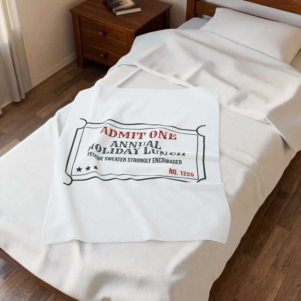 Funny Office Christmas Throw Blanket Annual Holiday Lunch Ticket