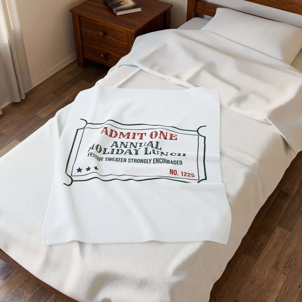 Funny Office Christmas Throw Blanket Annual Holiday Lunch Ticket