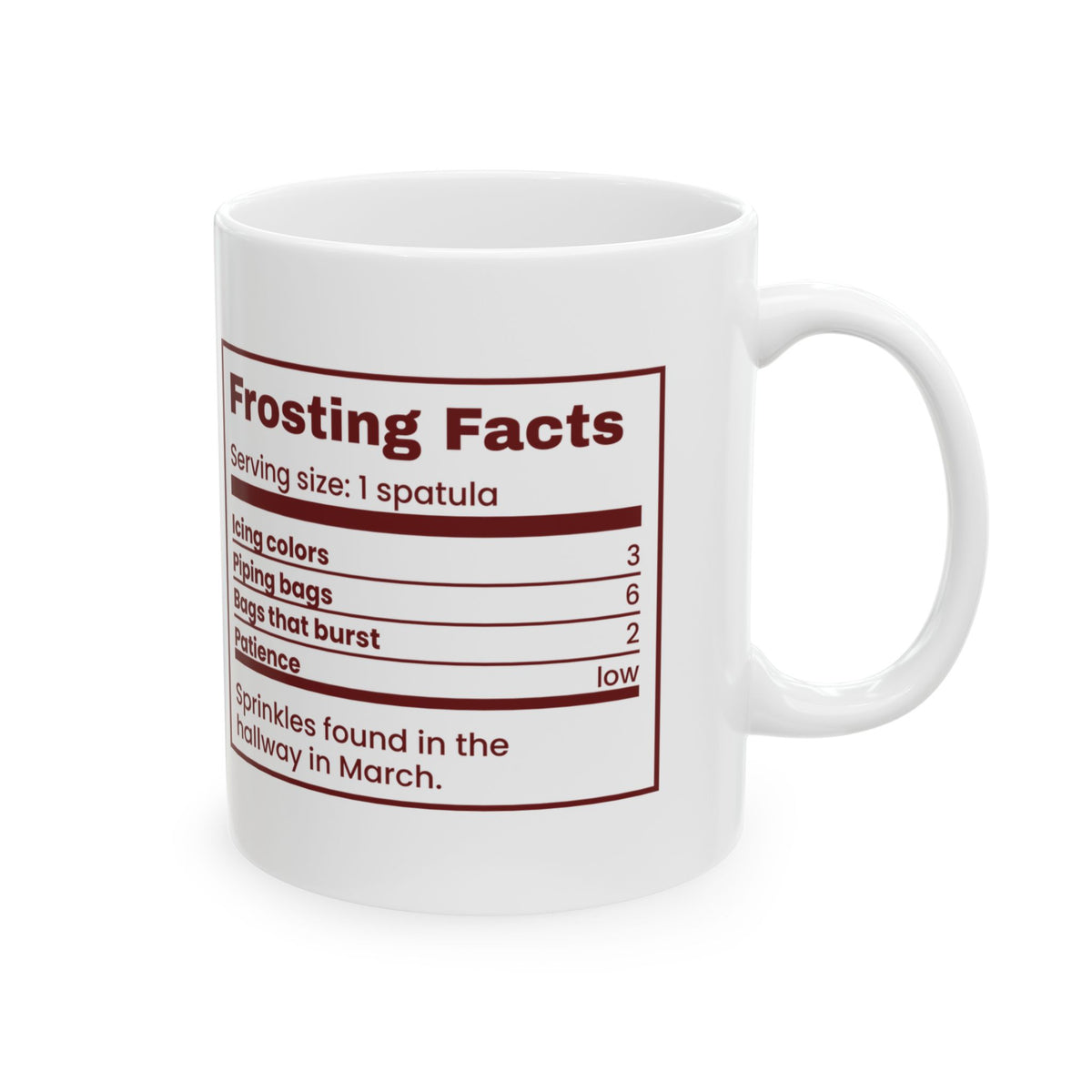 Funny Christmas Baking Coffee Mug Frosting Facts Nutrition Label