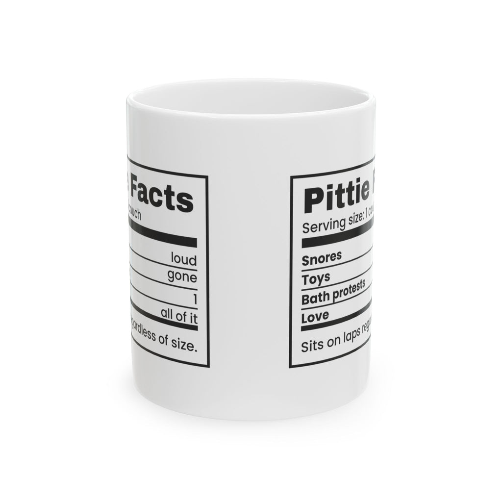 Funny Pit Bull Coffee Mug Pittie Facts Nutrition Label