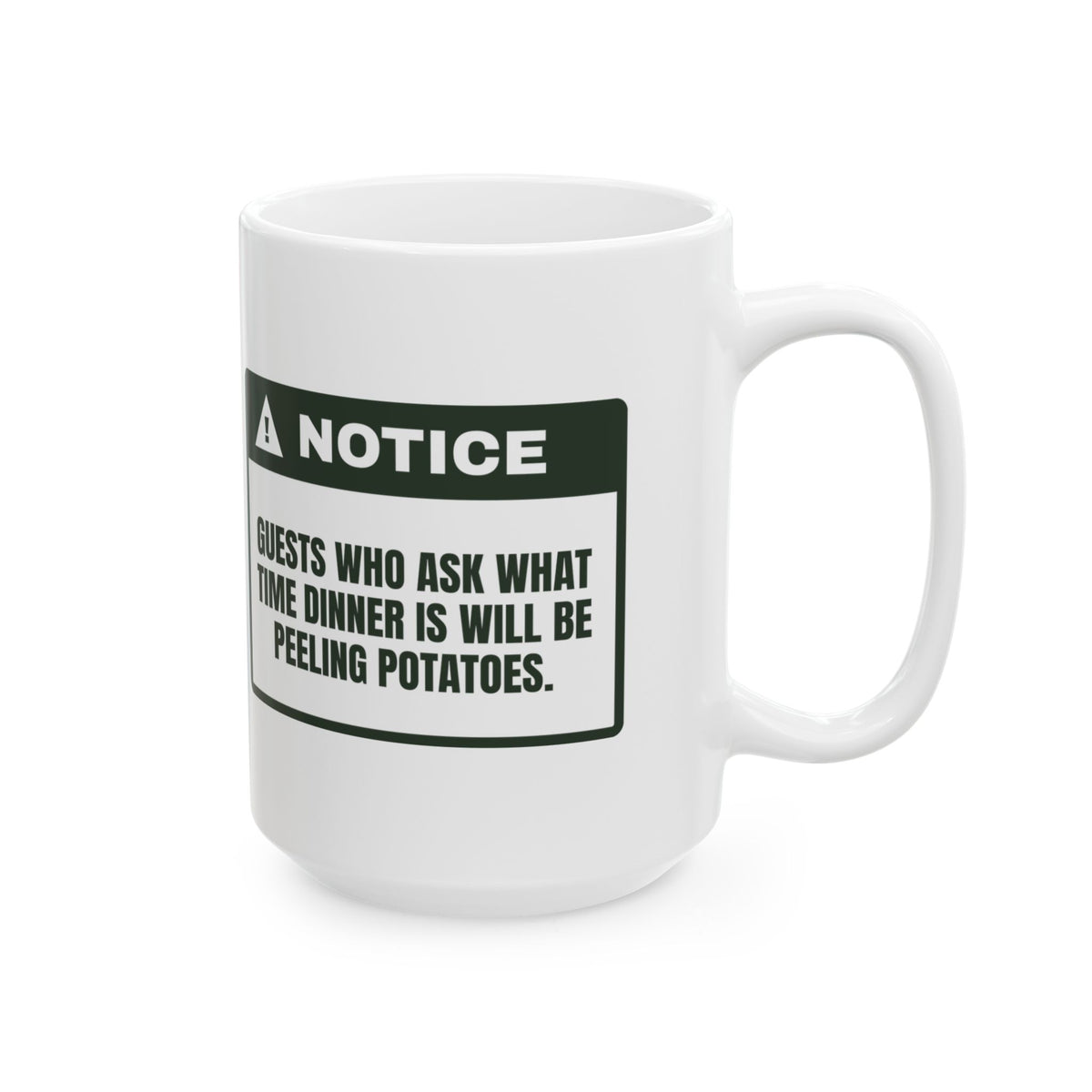Funny Christmas Host Coffee Mug Ask When Dinner Is Peel Potatoes