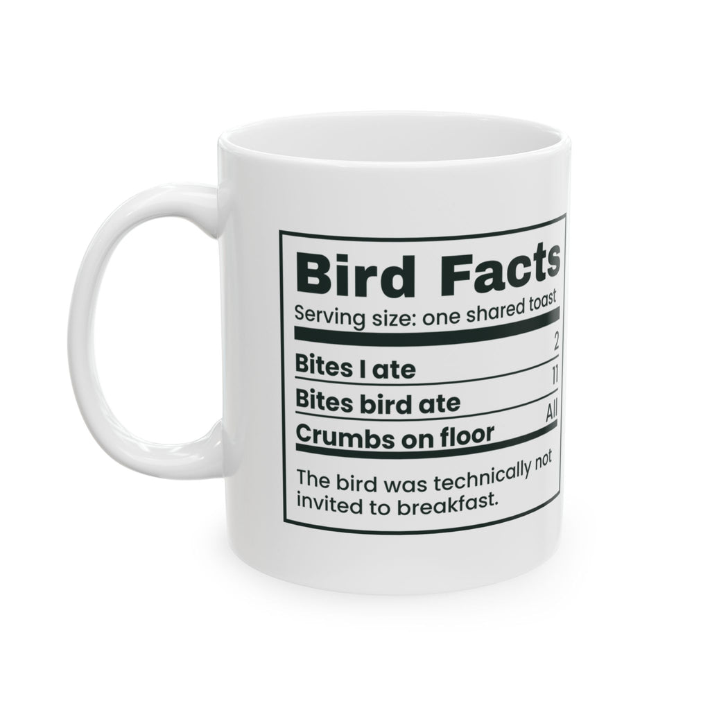Funny Bird Owner Coffee Mug Bird Facts Nutrition Label Shared Toast