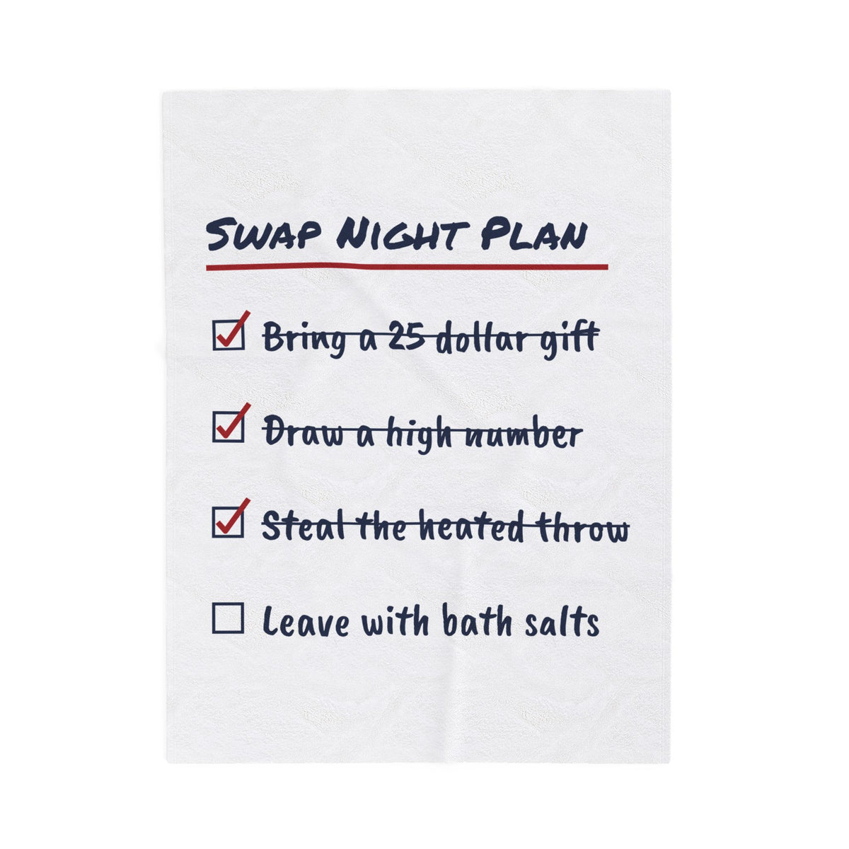 Funny White Elephant Throw Blanket Swap Night Plan Checklist