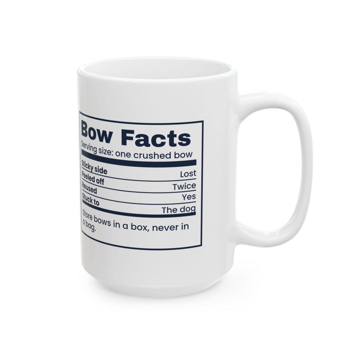Funny Christmas Wrapping Coffee Mug Bow Nutrition Facts Label