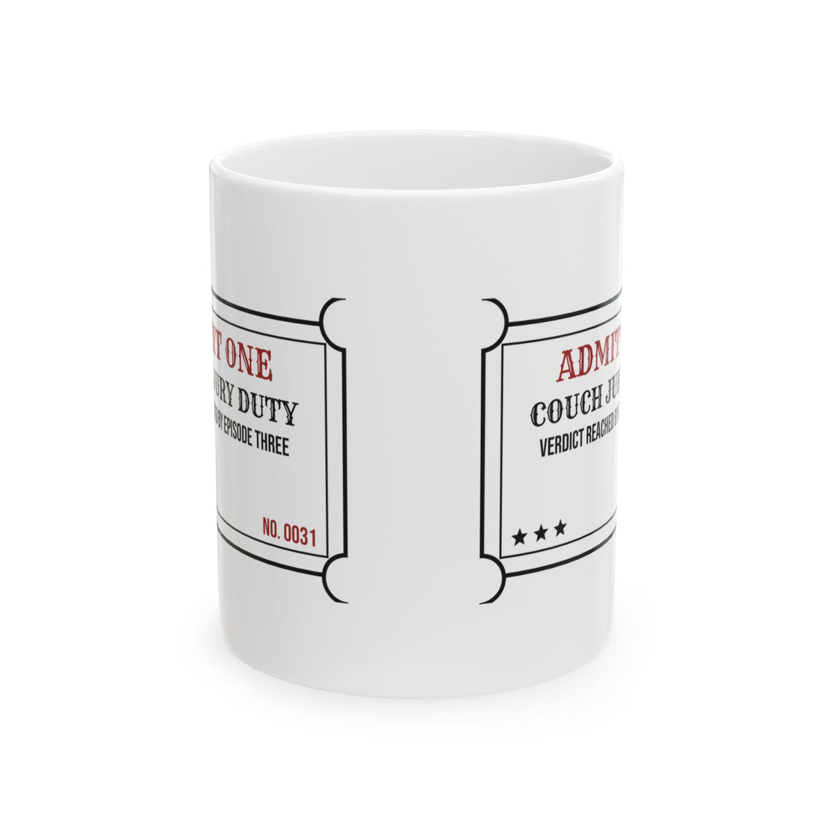 Funny True Crime Coffee Mug Couch Jury Duty Verdict By Episode Three
