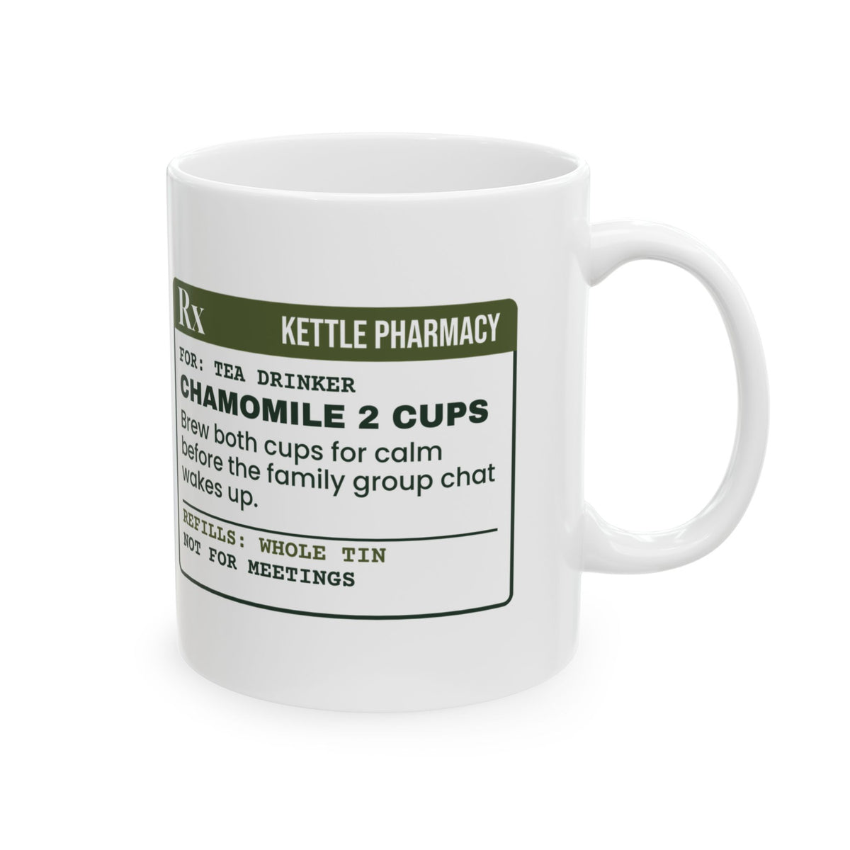Funny Tea Lover Coffee Mug Chamomile 2 Cups Prescription For Tea Drinkers