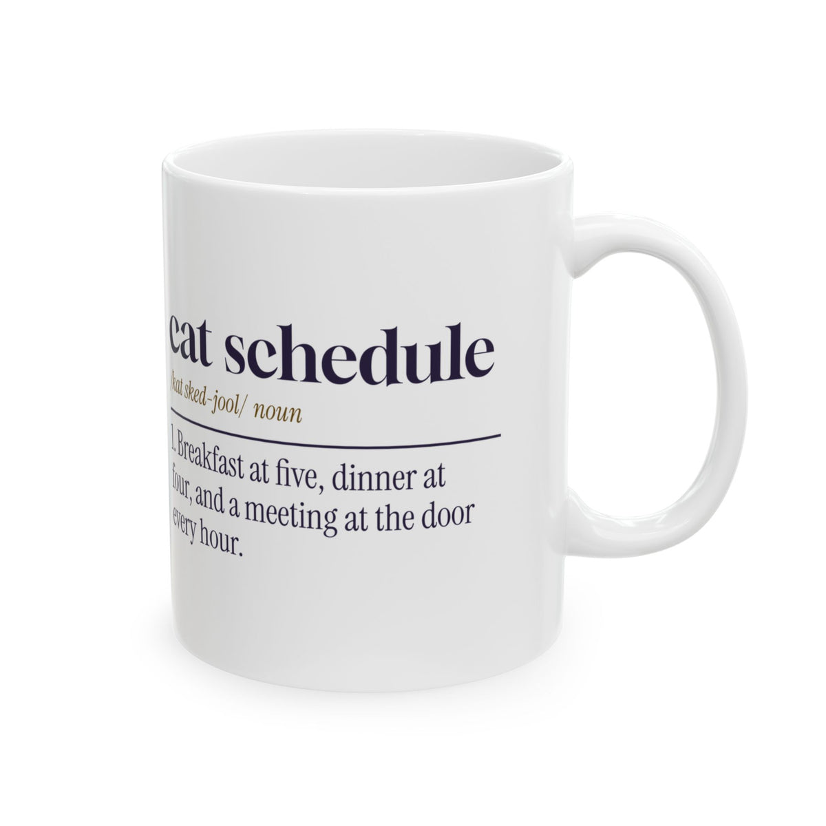 Funny Cat Mom Coffee Mug Cat Schedule Dictionary Definition