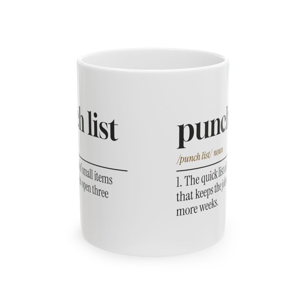 Funny Construction Worker Coffee Mug Punch List Definition