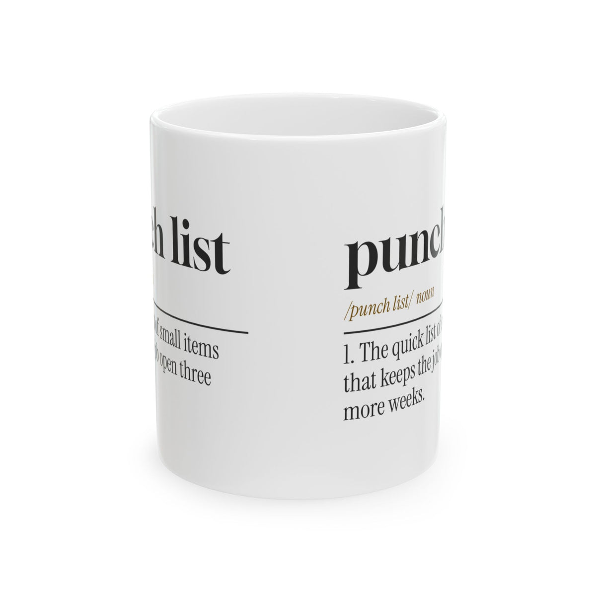 Funny Construction Worker Coffee Mug Punch List Definition