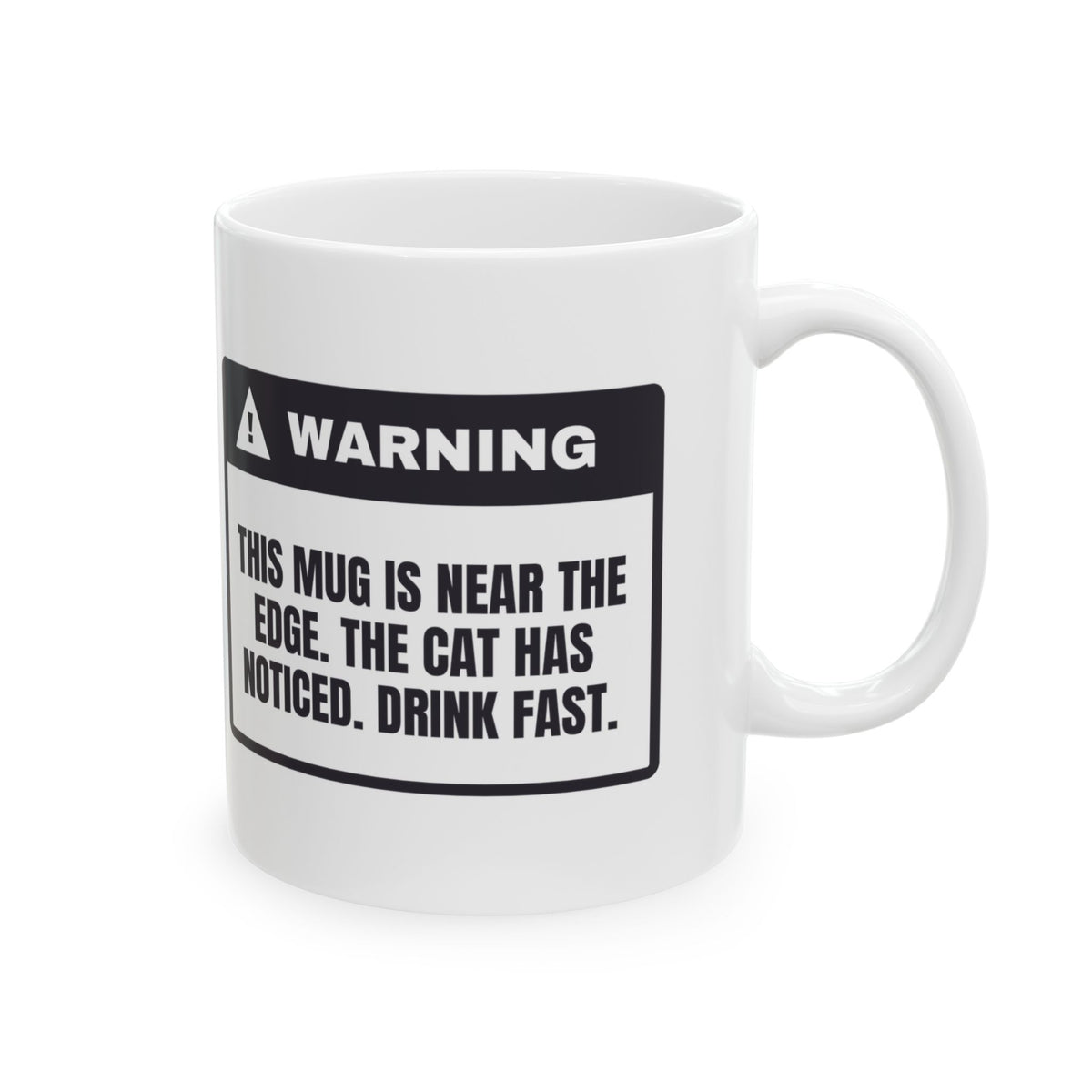 Funny Cat Mom Coffee Mug Drink Fast She's Eyeing The Edge