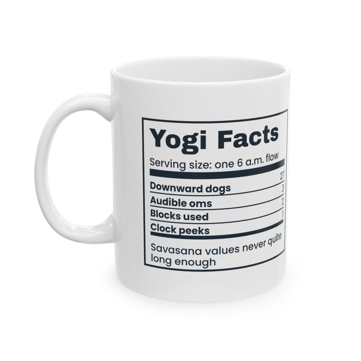 Funny Yoga Mug Yogi Facts Nutrition Label For Yoga Teachers