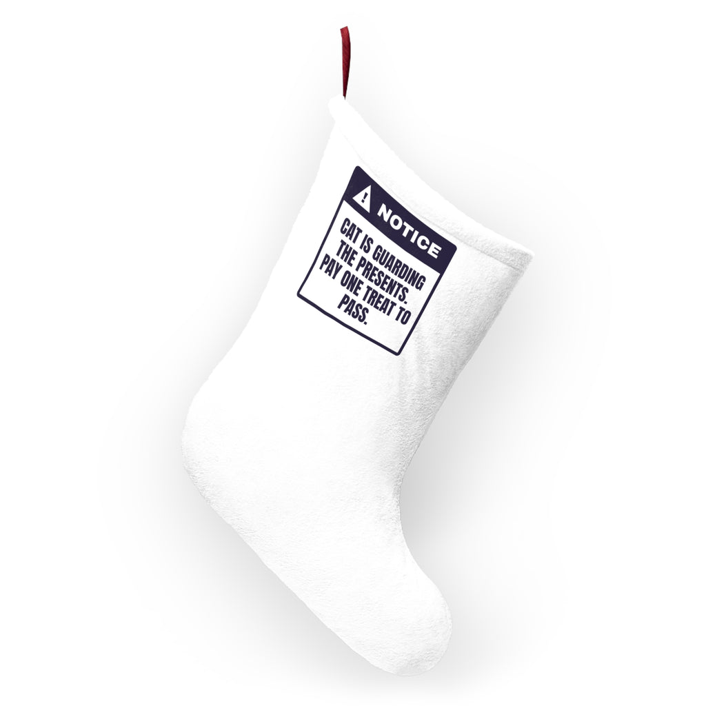 Funny Christmas Cat Christmas Stocking Cat Guards The Presents Notice