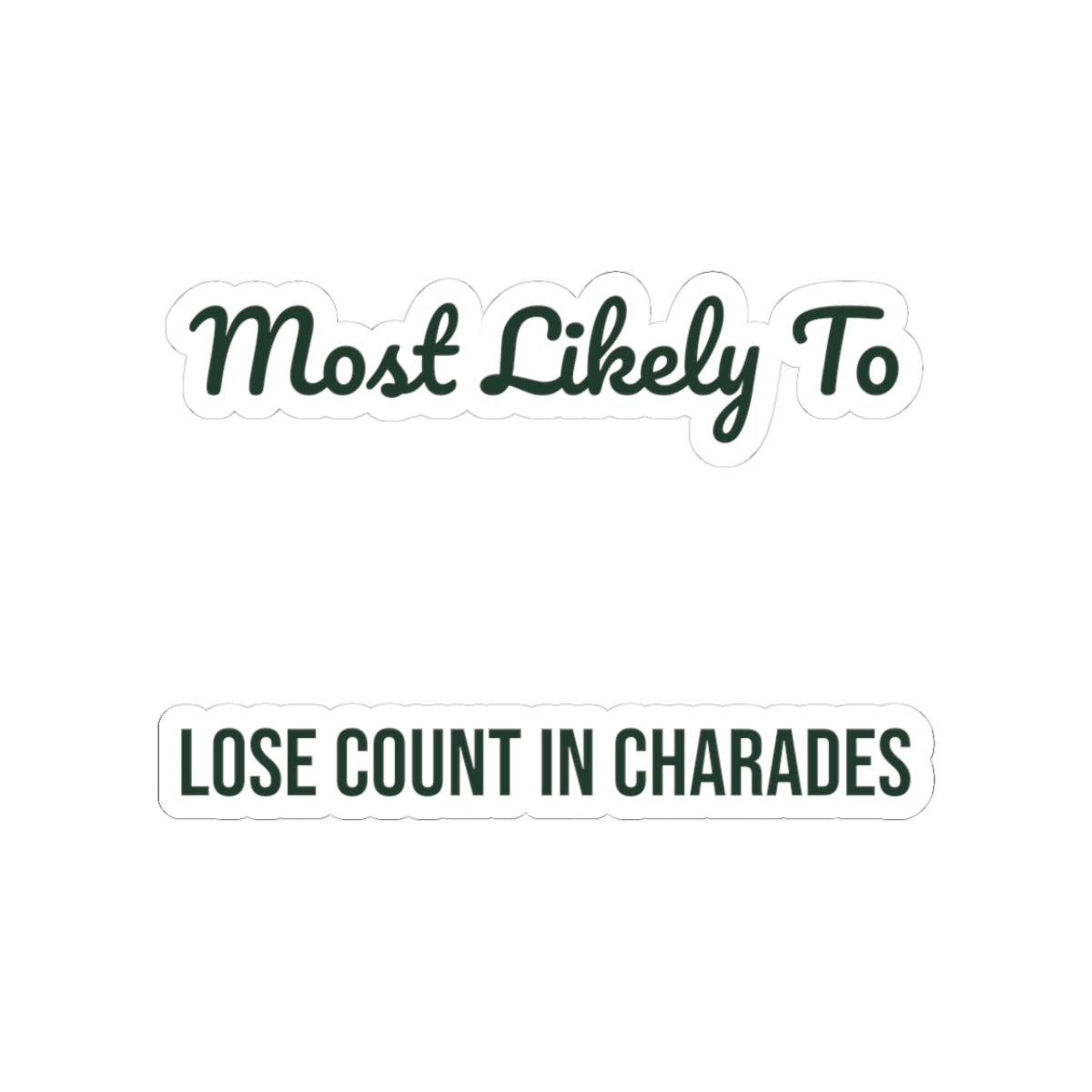 Funny Christmas Sticker Most Likely To Lose Count In Charades