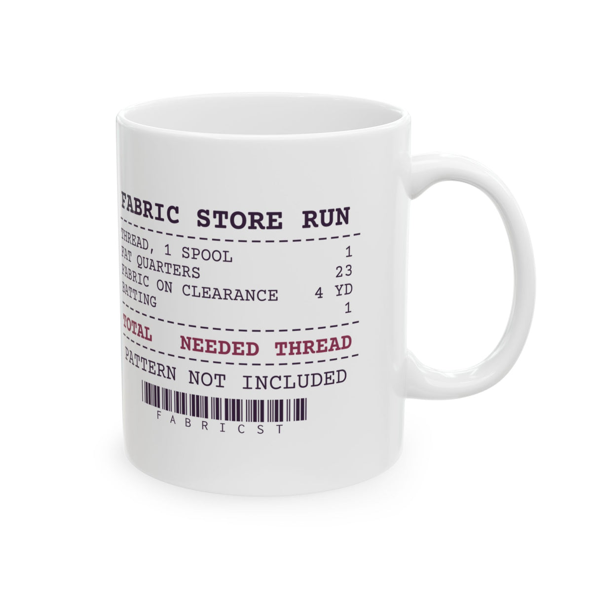 Funny Sewing Coffee Mug Fabric Store Receipt For Quilters