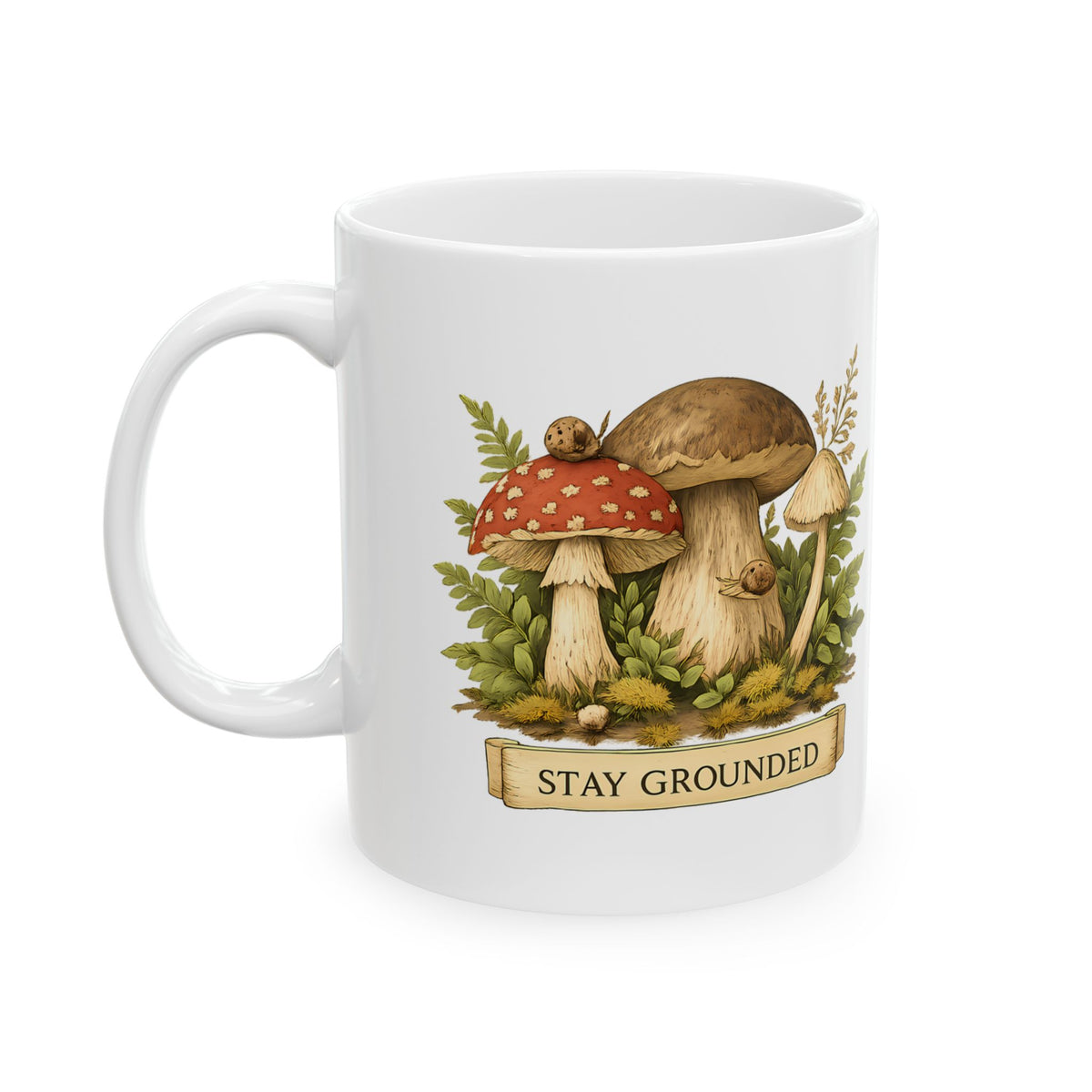 Funny Mushroom Mug Stay Grounded For Coffee Lovers