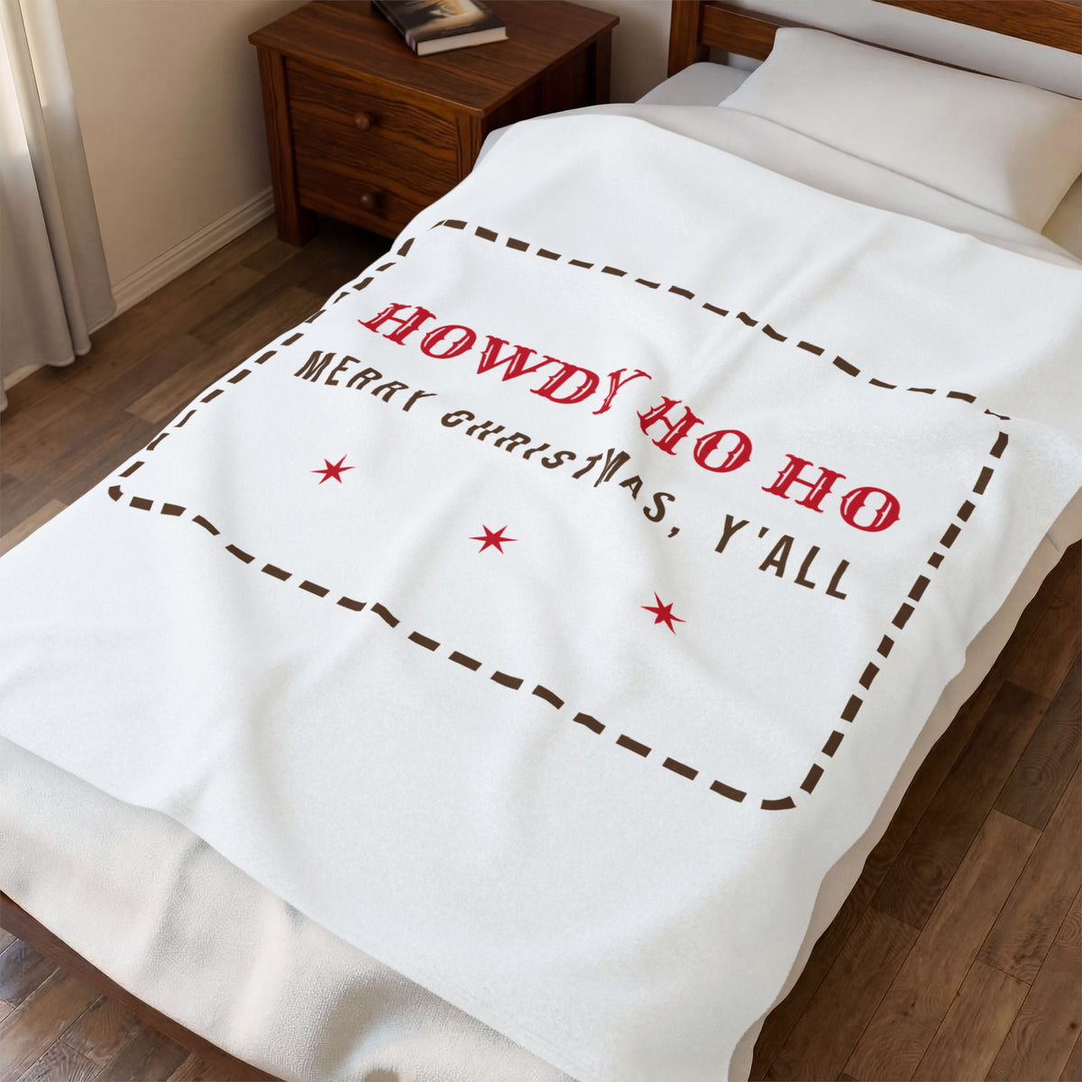 Funny Western Christmas Throw Blanket Howdy Ho Ho