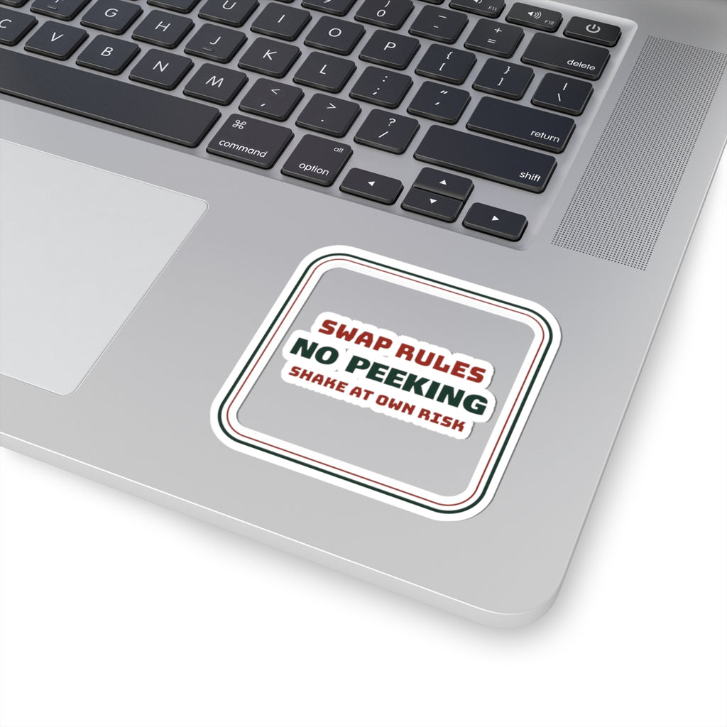 Funny White Elephant Sticker No Peeking Shake At Own Risk