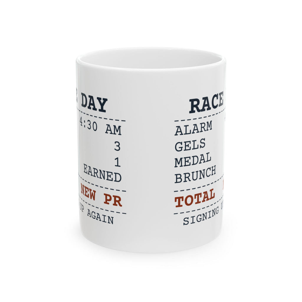 Funny Runner Coffee Mug Alarm At 4:30 Brunch Earned Race Day Receipt