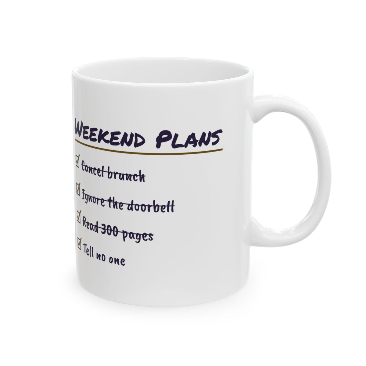 Funny Introvert Coffee Mug Weekend Plans Checklist Tell No One