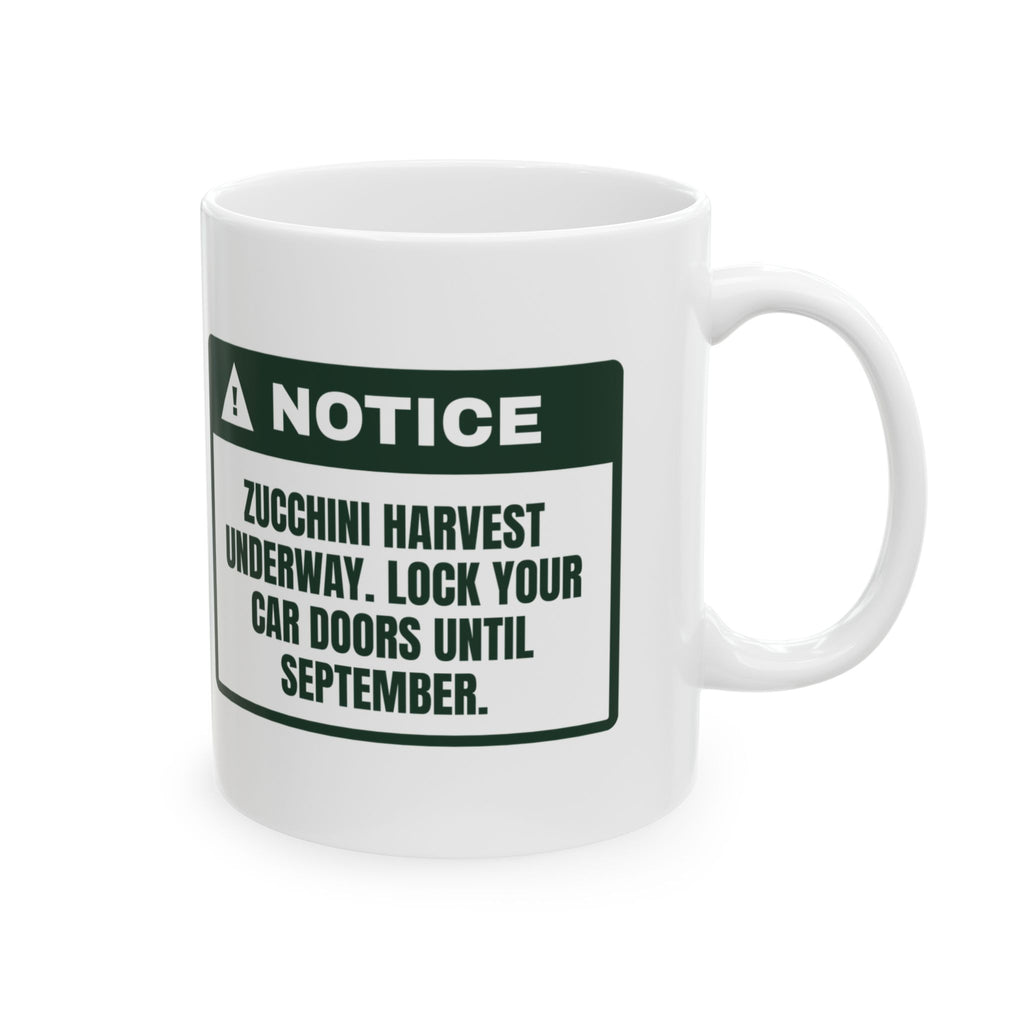 Funny Vegetable Garden Coffee Mug Zucchini Season Lock Your Car
