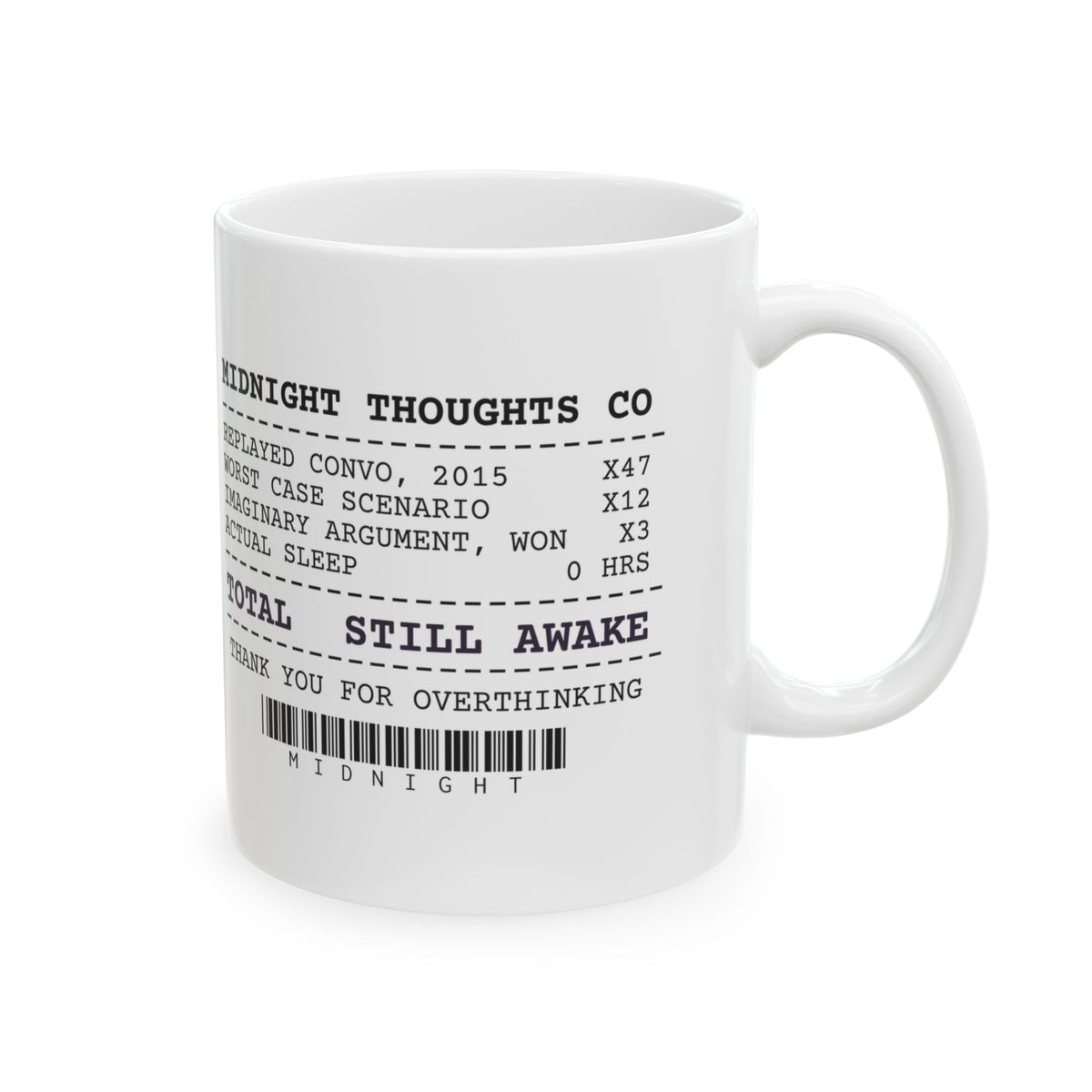 Overthinking Coffee Mug Midnight Thoughts Receipt