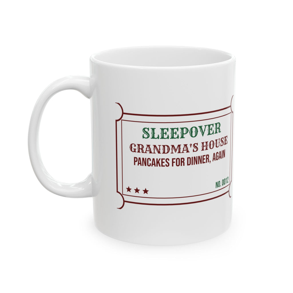 Christmas Coffee Mug Sleepover At Grandma's Pancakes For Dinner