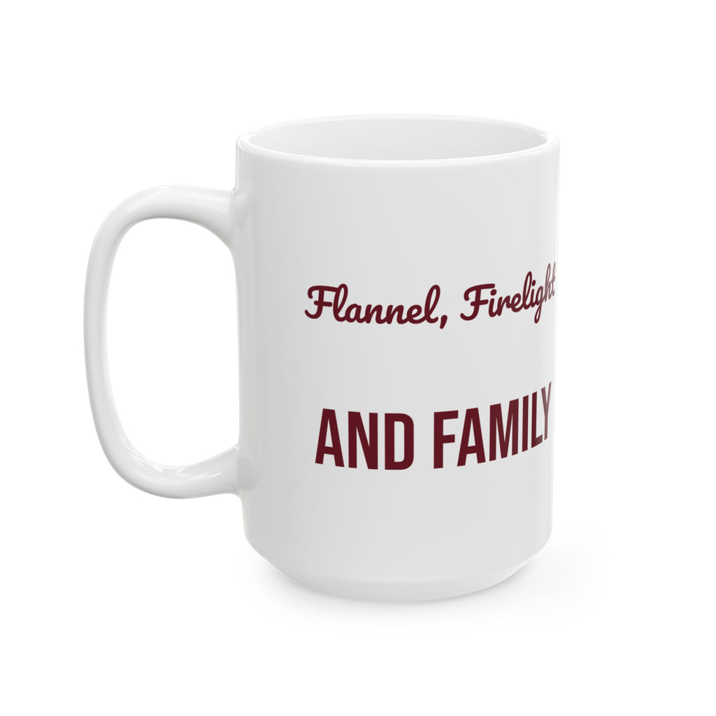 Cozy Christmas Coffee Mug Flannel Firelight And Family
