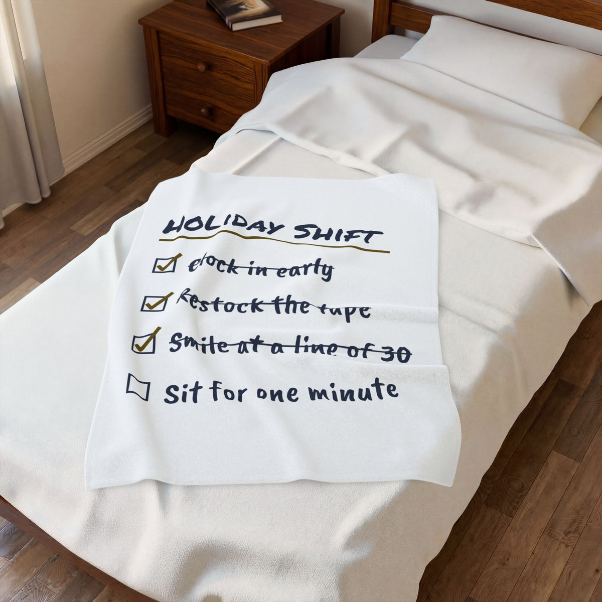 Funny Retail Christmas Throw Blanket Holiday Shift Checklist For Cashiers