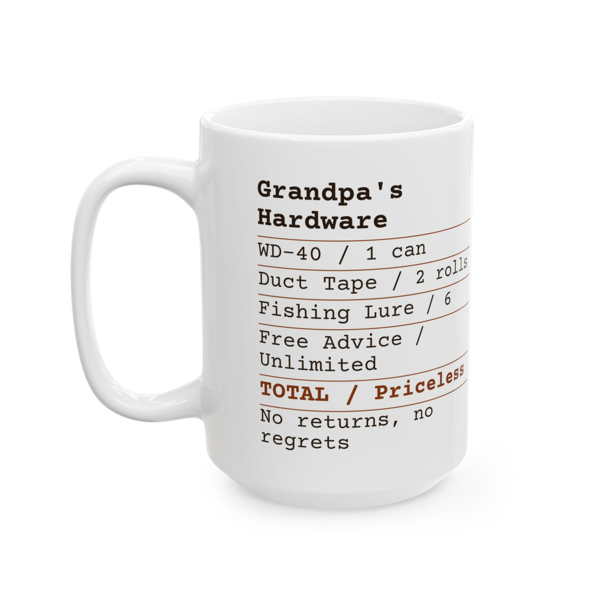 Funny Grandpa Receipt Coffee Mug Hardware Advice For Grandpa