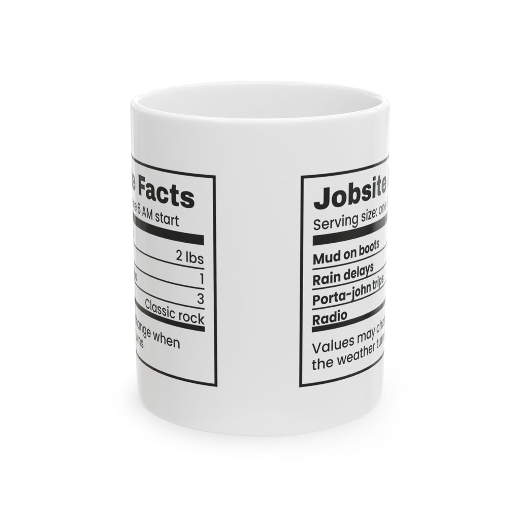 Construction Mug Jobsite Facts Nutrition Label