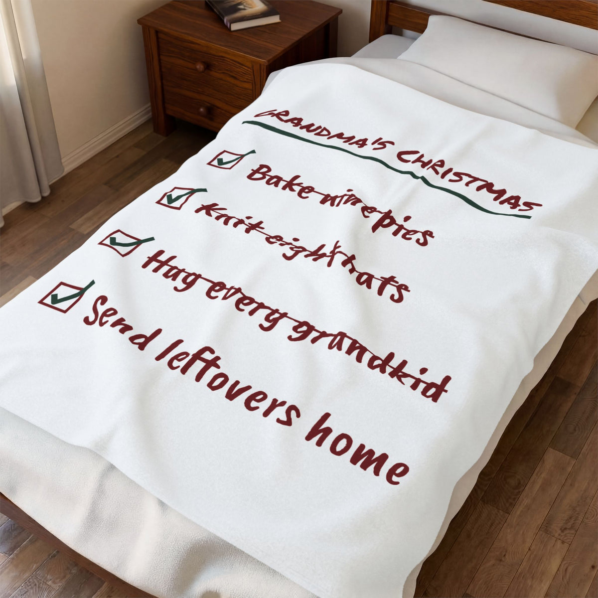 Funny Christmas Grandma Throw Blanket Grandma's Christmas Checklist