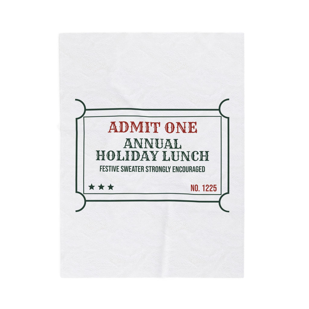 Funny Office Christmas Throw Blanket Annual Holiday Lunch Ticket