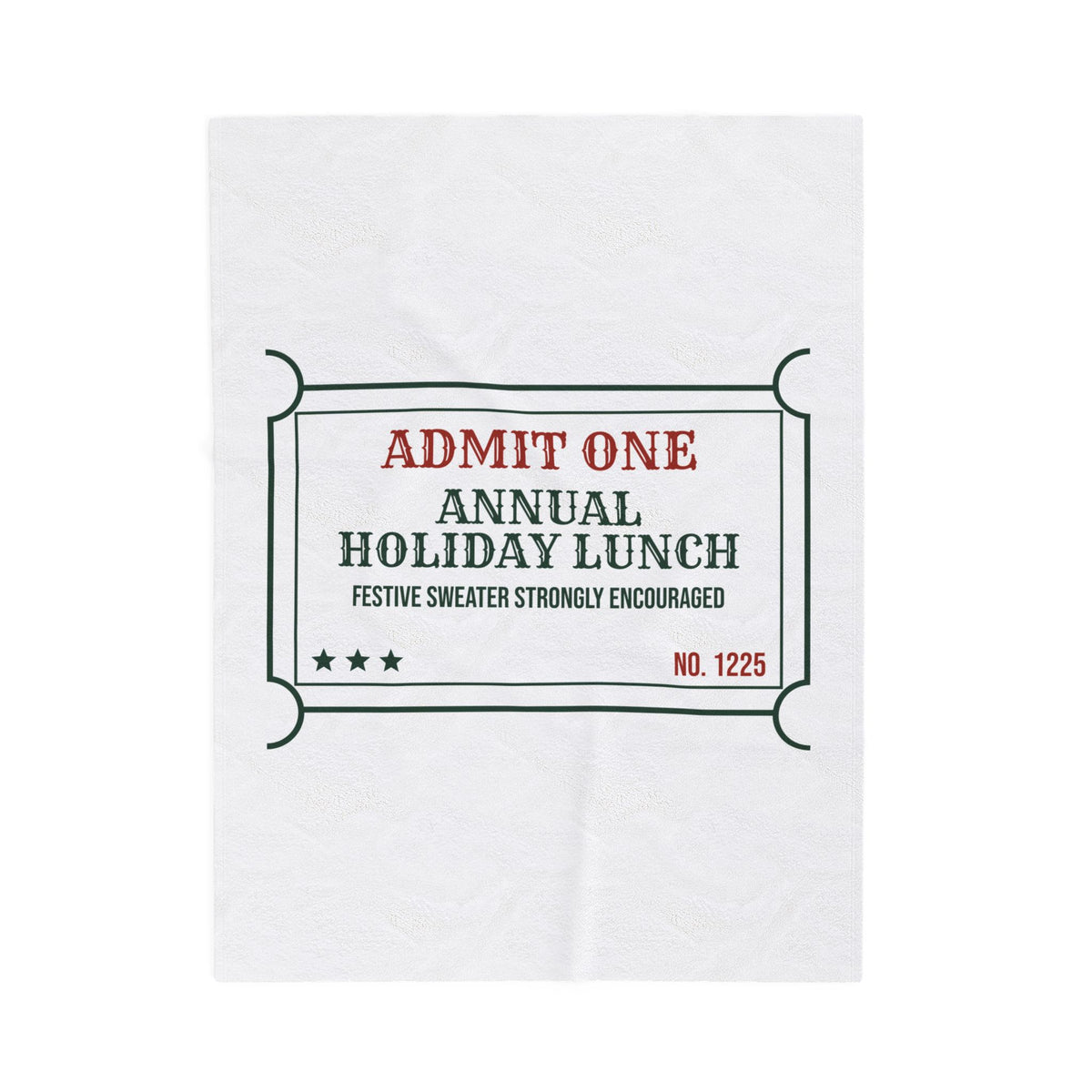 Funny Office Christmas Throw Blanket Annual Holiday Lunch Ticket