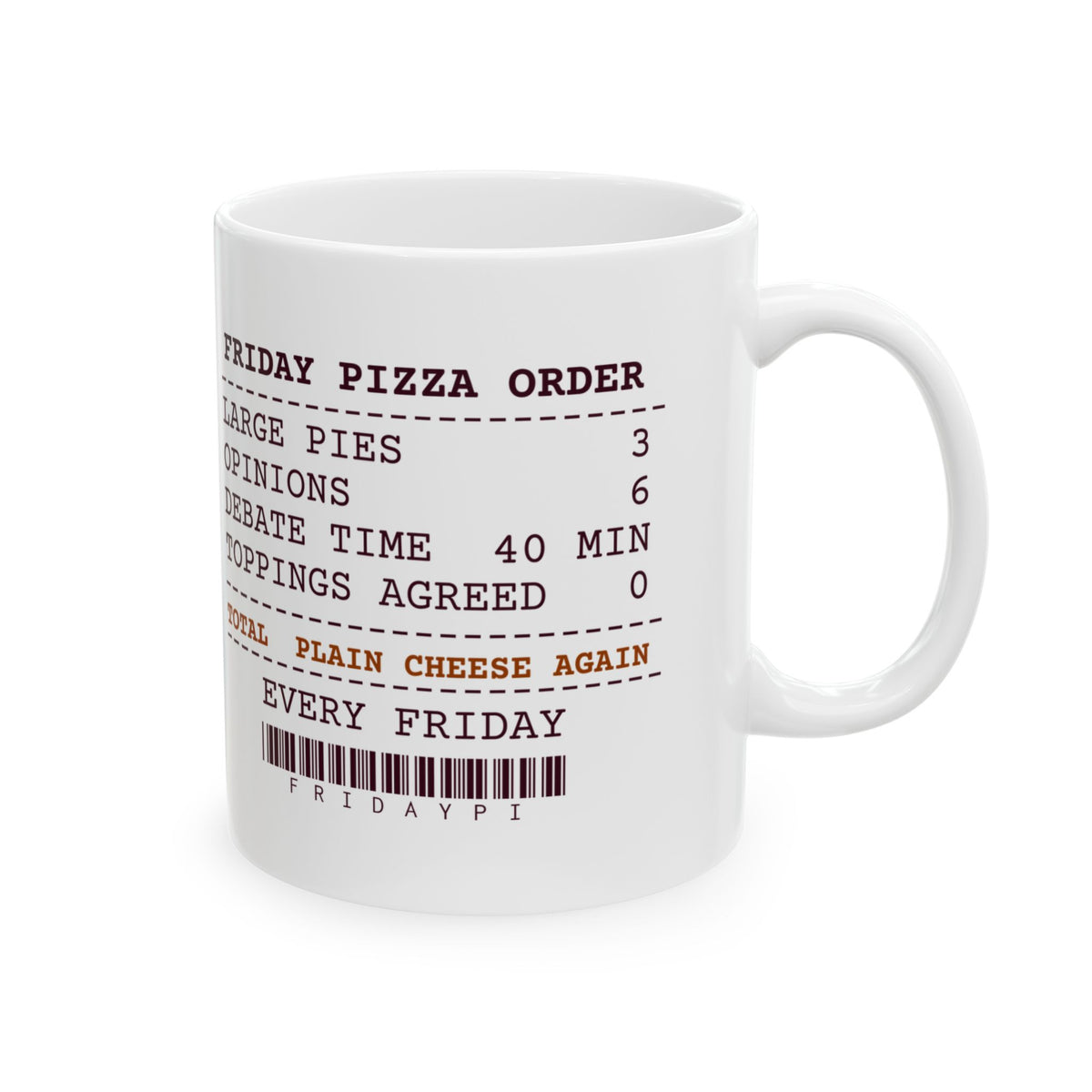 Funny Pizza Coffee Mug Friday Pizza Order Receipt For Pizza Lovers