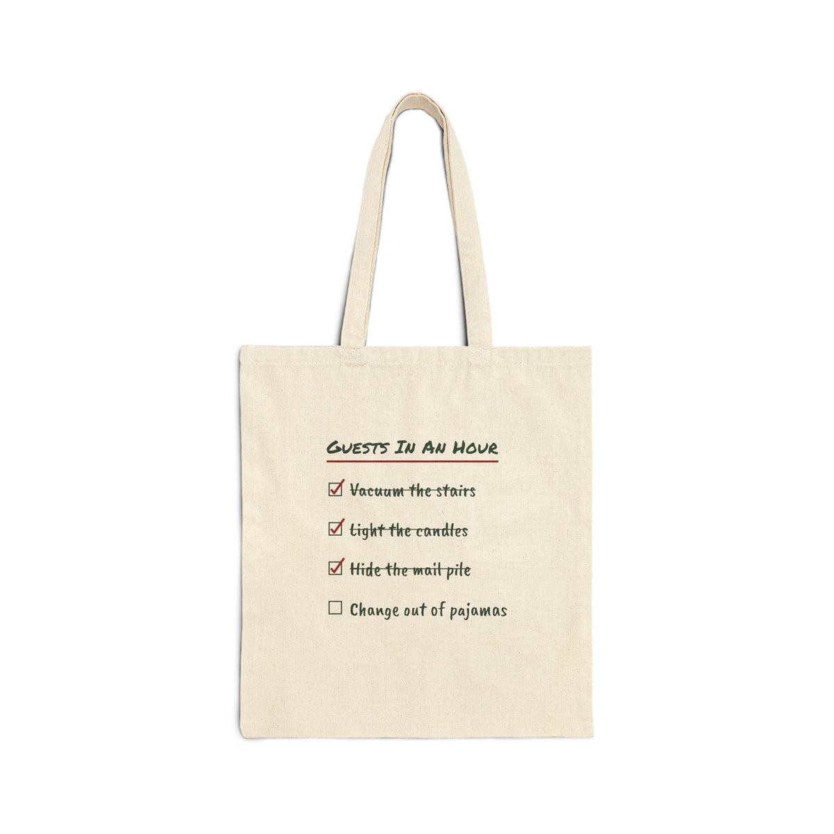 Funny Christmas Host Tote Bag Guests In An Hour Checklist