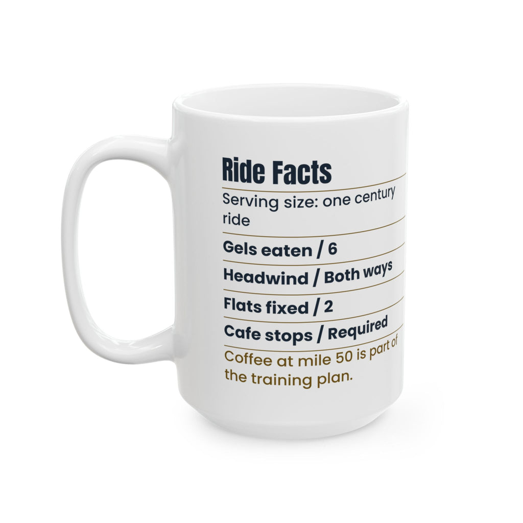 Funny Cycling Coffee Mug Ride Facts Label For Cyclists