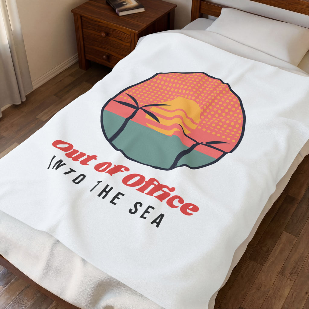 Retro Beach Throw Blanket Out Of Office Into The Sea