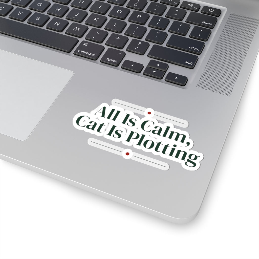 Funny Cat Christmas Sticker All Is Calm Cat Is Plotting