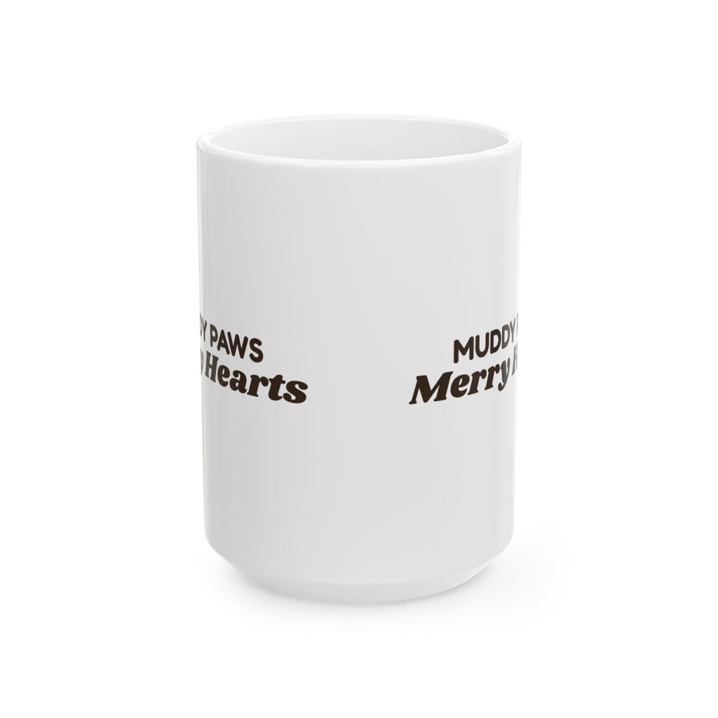 Christmas Dog Coffee Mug Muddy Paws Merry Hearts For Dog Lovers