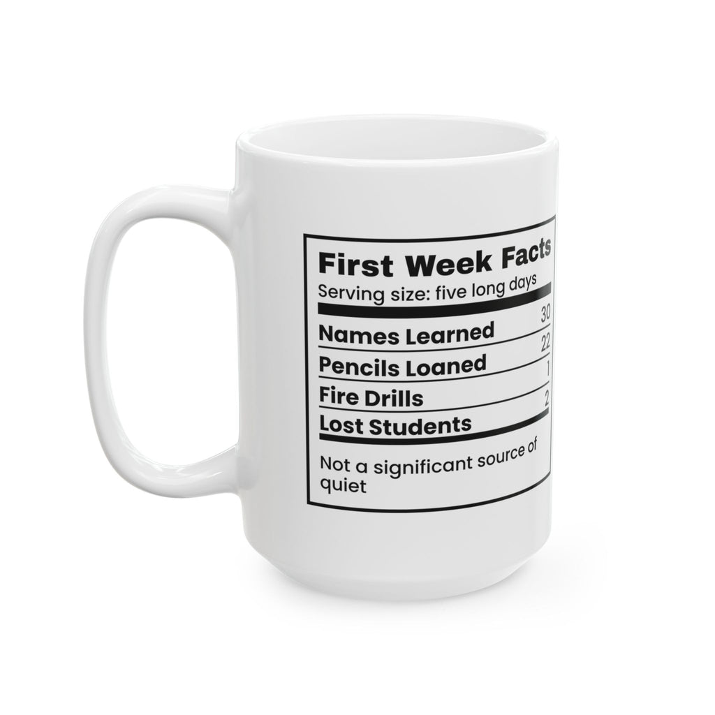 Funny Teacher Coffee Mug First Week Facts Label For Teachers