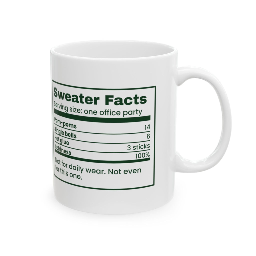 Funny Christmas Coffee Mug Sweater Facts Itchiness 100 Percent