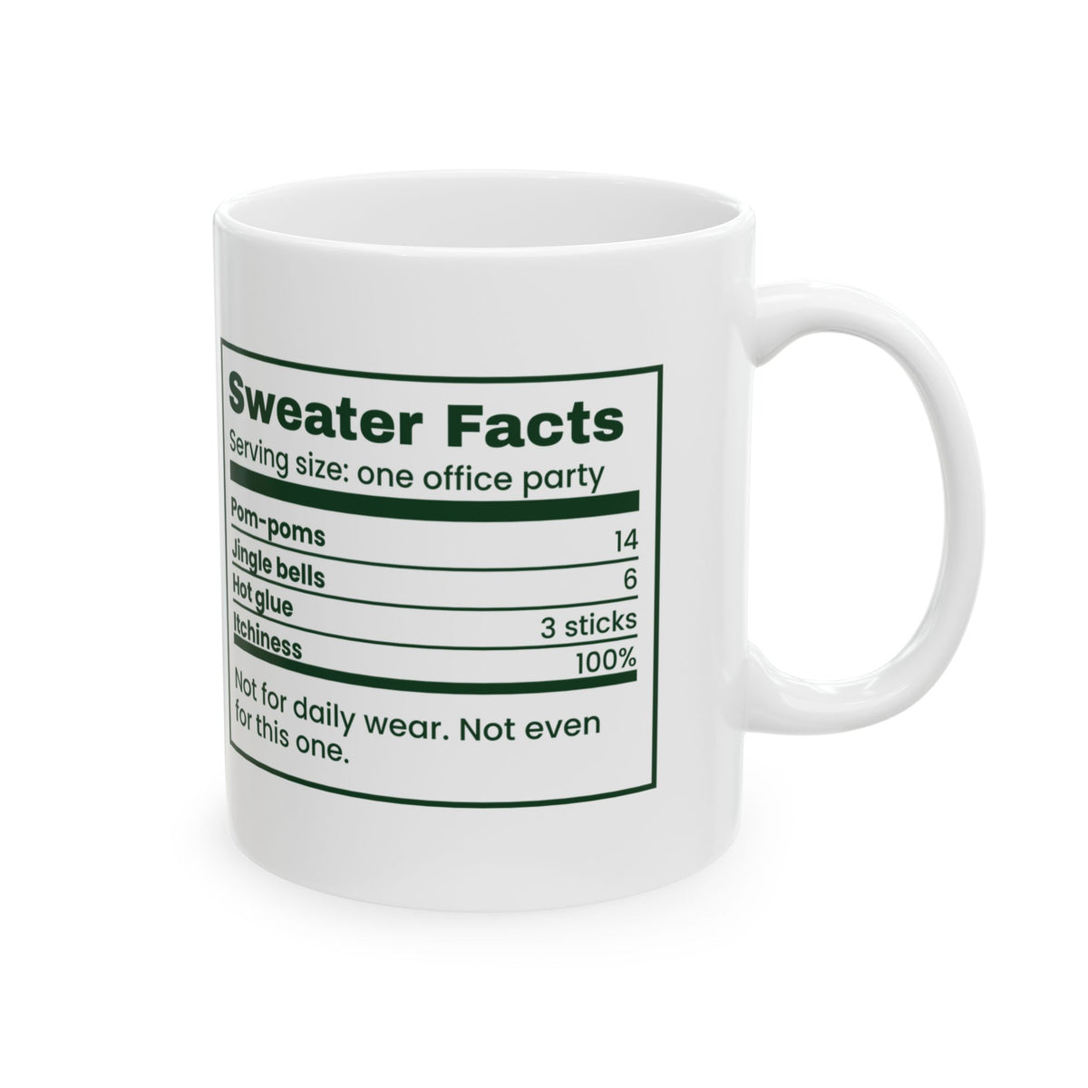 Funny Christmas Coffee Mug Sweater Facts Itchiness 100 Percent