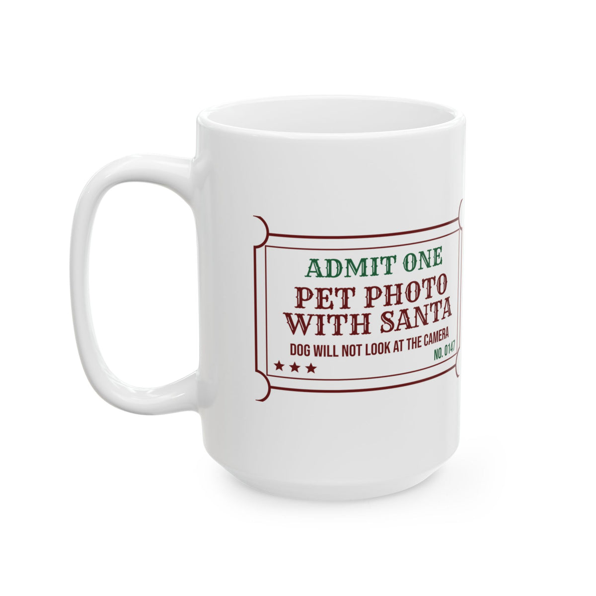 Funny Christmas Dog Coffee Mug Photo With Santa Dog Looked Away